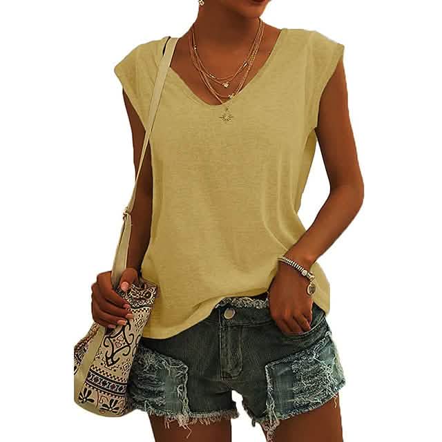 Women's Cap Sleeve T-Shirt Casual Loose Fit Tank Top