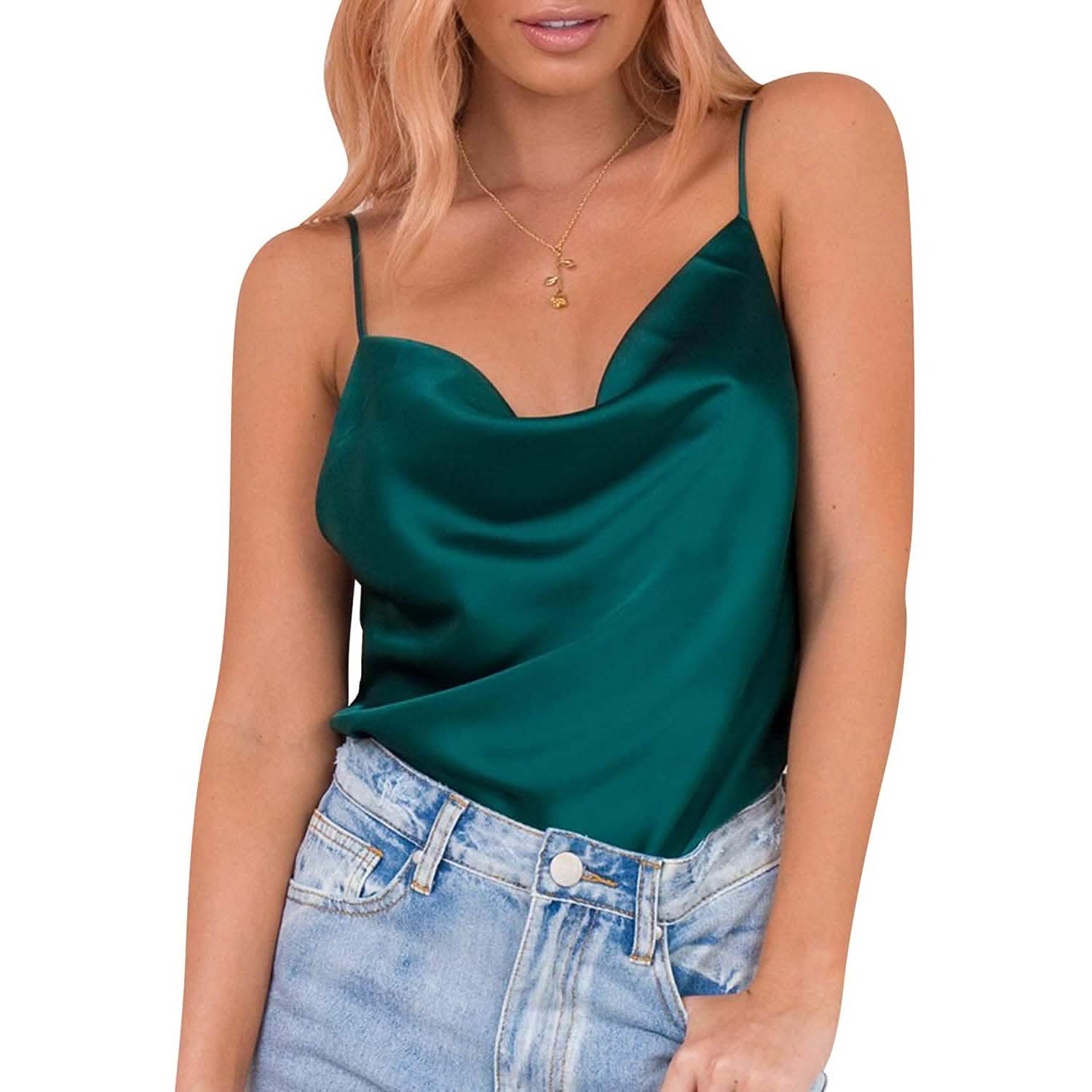 Women's Spaghetti Strap V-Neck Satin Suspender